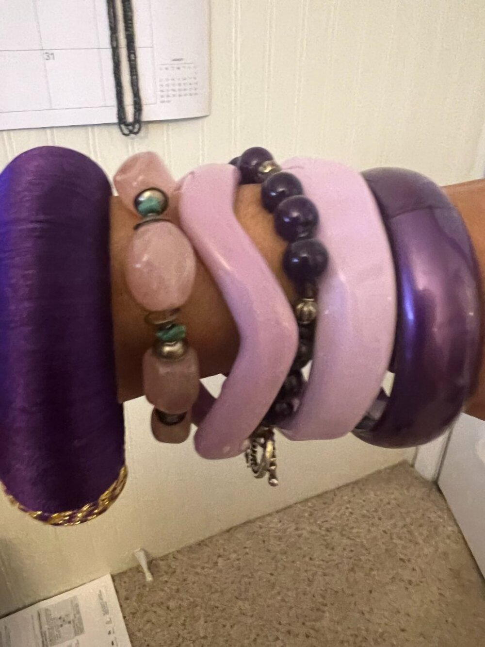 Purple & Pink Bracelet Bundle – Bangles + Beaded Set